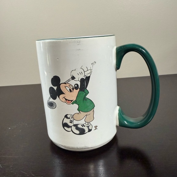 Disney Mickey Mouse Golf Mug - Green and White 14oz - Picture 1 of 3